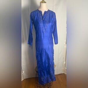 Silk Blue Kurta with Embroidery